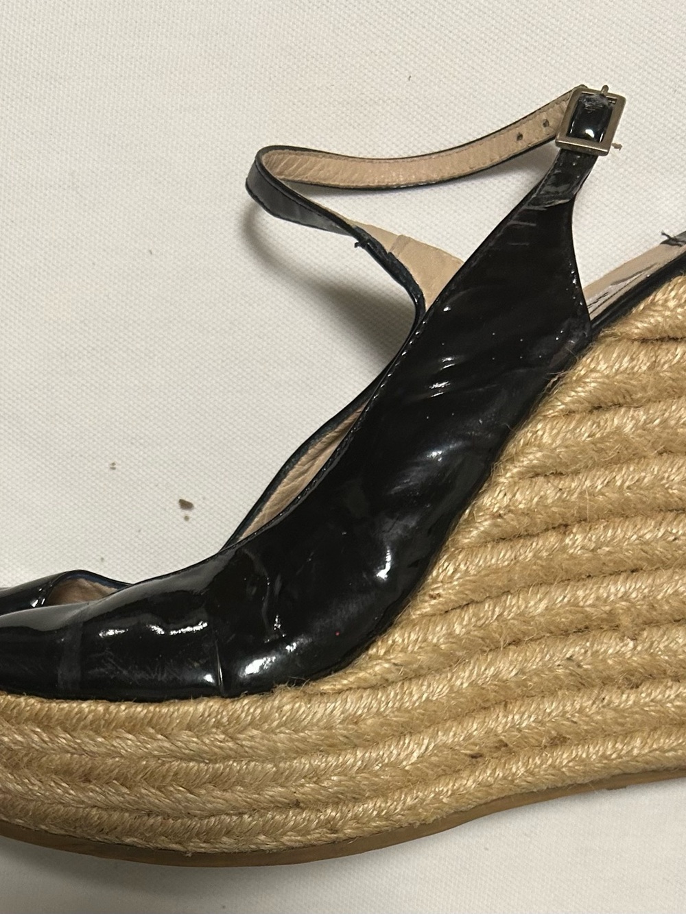 Jimmy Choo Black Patent Espadrille Wedge Slingback - Picture 5 of 7